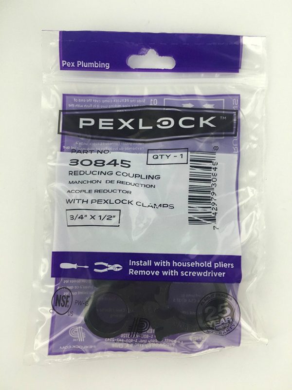 PEXLock 30845 Reducing Coupling with Clamps, Black, 3 4  x 1 2  For Cheap - Image 2