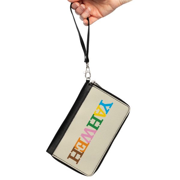 PU Zip Around Wallet Rectangle - YAHWEH Text Beige Multi Color Discount - Image 2