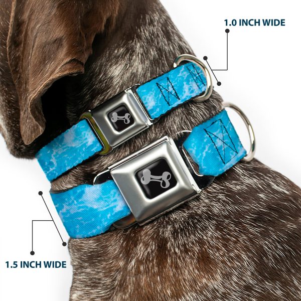 Dog Bone Black Silver Seatbelt Buckle Collar - Ocean Vivid White Wash Discount - Image 2