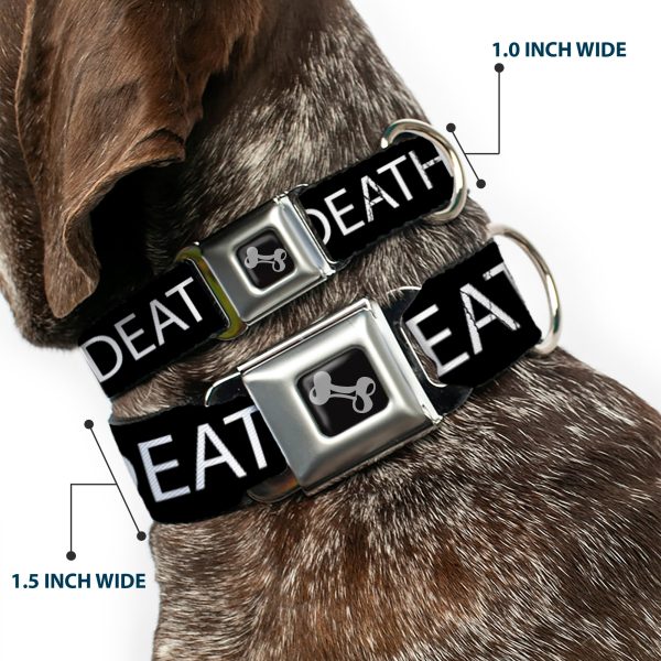 Dog Bone Black Silver Seatbelt Buckle Collar - DEATH Coffin Black White Online Hot Sale - Image 2