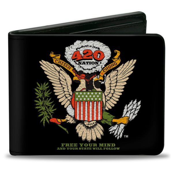 Bi-Fold Wallet - Cheech and Chong 420 Nation Coat of Arms Black Hot on Sale