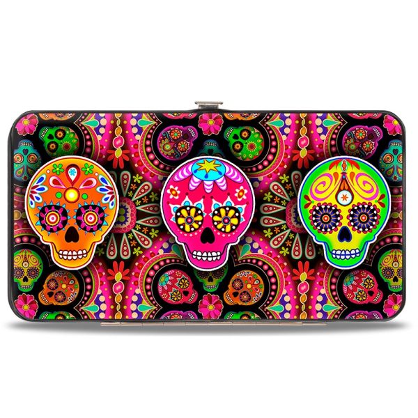 Hinged Wallet - Six Sugar Skulls Multi Color Discount