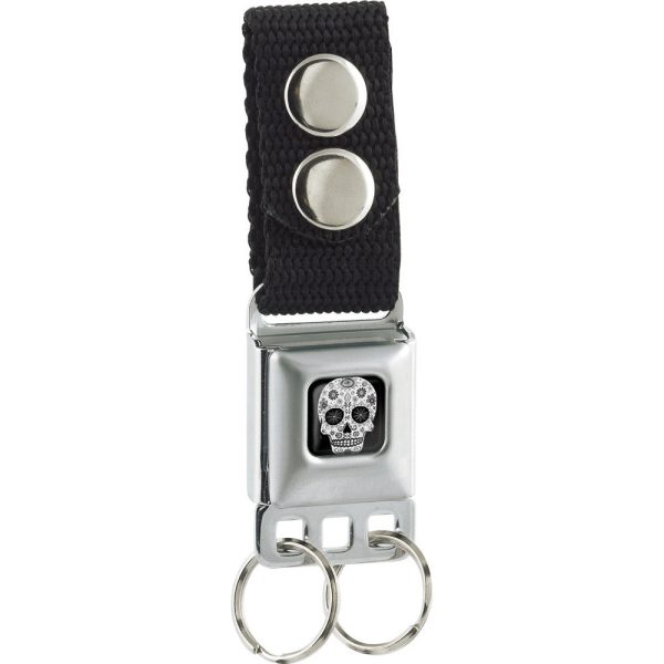 Keychain - Sugar Skull Full Color Black White Gray Discount