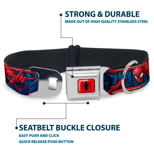2016 SPIDER-MAN Spider Logo5 Full Color Red Black Seatbelt Buckle Collar - SPIDER-MAN 3-Action Poses Bricks Stripe Blues Red White Discount - Image 4