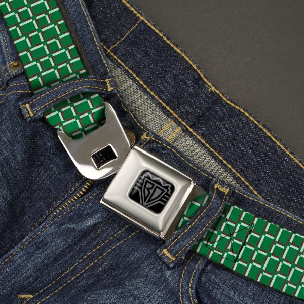 BD Wings Logo CLOSE-UP Black Silver Seatbelt Belt - 8-Bit Pixel CLOSE-UP2 Green White Brown Webbing Online Sale - Image 2