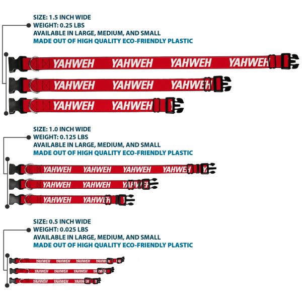 Plastic Clip Collar - YAHWEH Text Red White Sale - Image 3