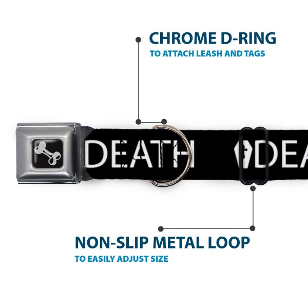 Dog Bone Black Silver Seatbelt Buckle Collar - DEATH Coffin Black White Online Hot Sale - Image 5