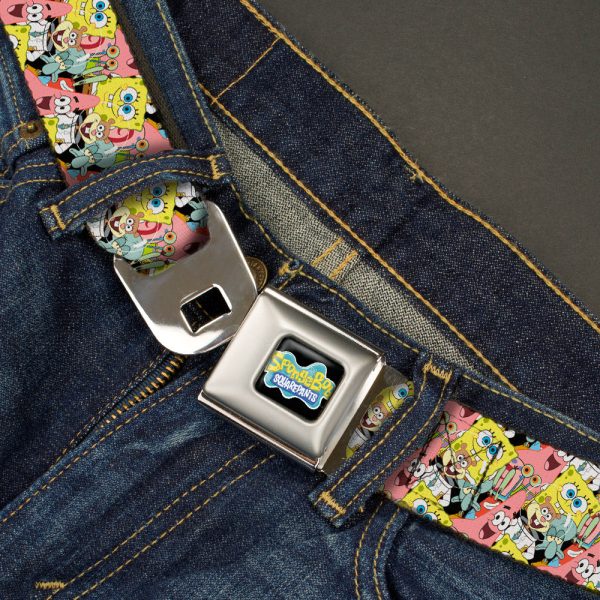 SpongeBob SquarePants Logo Full Color Black Seatbelt Belt - SpongeBob 5-Characters Stacked Webbing Fashion - Image 5