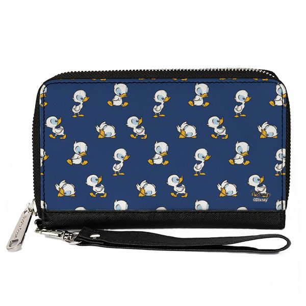 Women s PU Zip Around Wallet Rectangle - Lilo & Stitch Duckling Poses Scattered Blue Online now