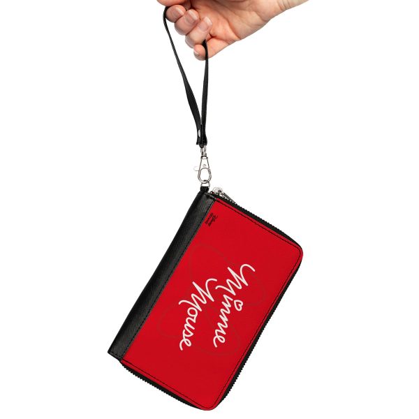 Women s PU Zip Around Wallet Rectangle - MINNIE MOUSE Script and Bow Reds White Fashion - Image 2