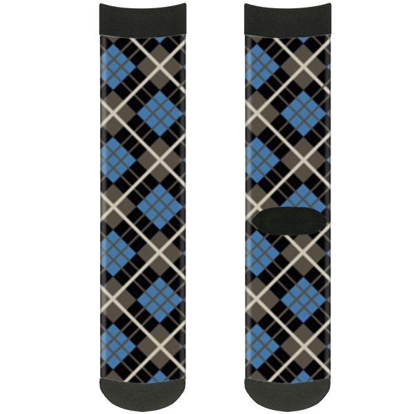 Sock Pair - Polyester - Argyle Black Gray Turquoise - CREW Online now