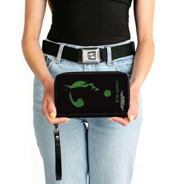 PU Zip Around Wallet Rectangle - The Batman Movie Batman Question Mark Pose Black Green Online now - Image 3