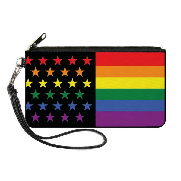 Canvas Zipper Wallet - LARGE - Flag American Pride Rainbow Black For Discount