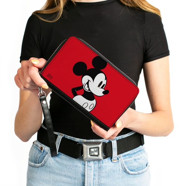 Women s PU Zip Around Wallet Rectangle - Mickey Mouse Classic Pose CLOSE-UP Red Black White Online Sale - Image 4