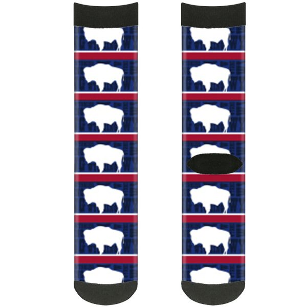 Sock Pair - Polyester - Wyoming Flags WYOMING Typography - CREW For Discount