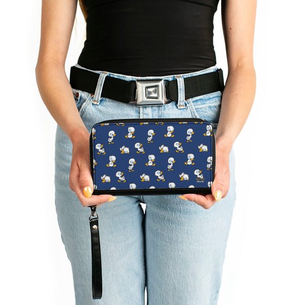 Women s PU Zip Around Wallet Rectangle - Lilo & Stitch Duckling Poses Scattered Blue Online now - Image 3