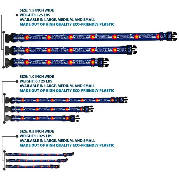 Plastic Clip Collar - Colorado ASPEN Flag Snowy Mountains Weathered2 Blue White Red Yellows Online - Image 3