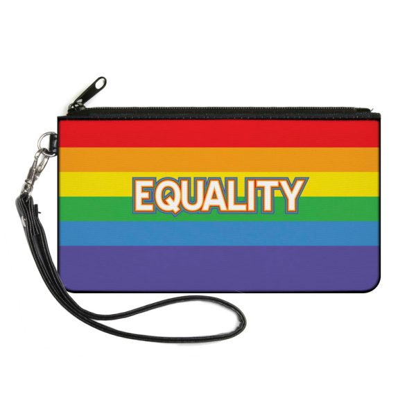 Canvas Zipper Wallet - LARGE - EQUALITY Stripe Rainbow White Online now